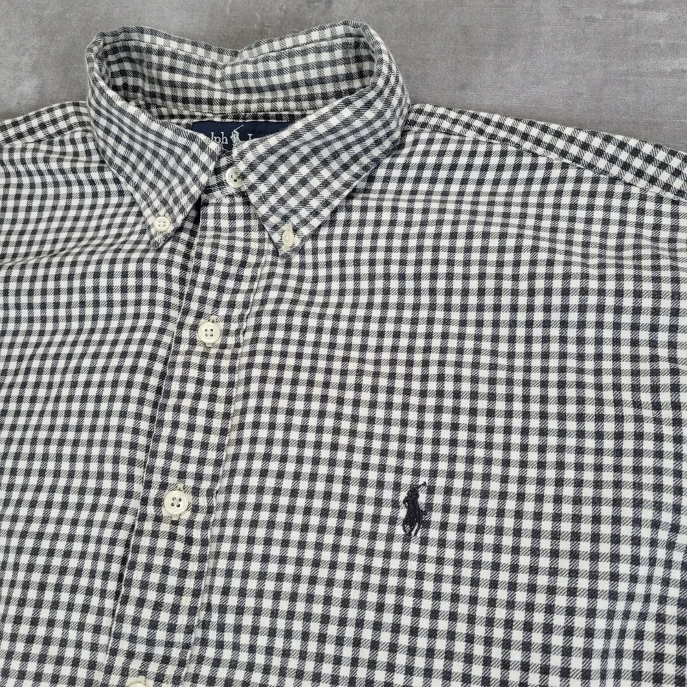 Polo Ralph Lauren Blake Mens Large Black White Gingham Check Button Down Shirt‎